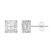 10K WHITE GOLD 1.00CT ROUND/PRINCESS DIAMOND LADIES EARRINGS